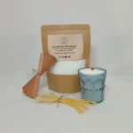 Kit de cera perdida 100% natural, incluye cera ecológica sin aditivos, mechas de madera y un recipiente de vidrio. Ideal para hacer velas artesanales.