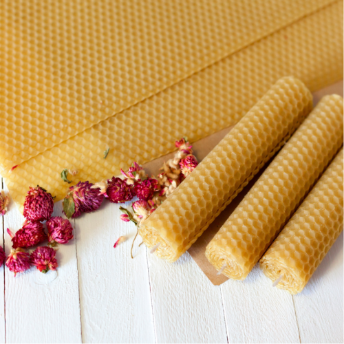 Velas de cera de abeja llamarena, detalle del patron
