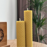 Ejemplo de presentación, velas de cera de abeja llamarena.